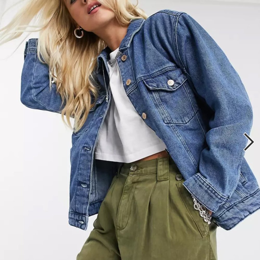 Only oversized denim jacket in blue